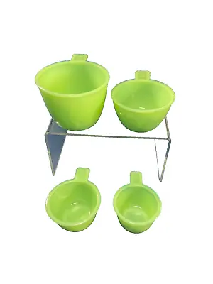  New 4 Pc Set Of Jadeite Green Glass Measuring Cups • $39.59