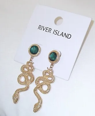 £4.50 • Buy RIVER ISLAND Statement EARRINGS Emerald Gem & Snake Rp £10 NEW Fashion Jewellery
