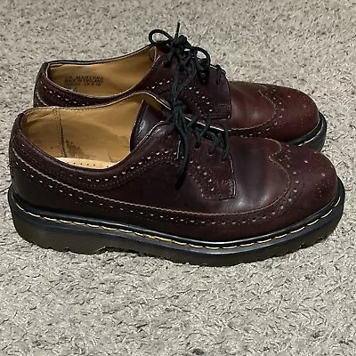 VTG Doc Martens Made In England Brogue Wingtip Oxford Shoes Brown Men’s Size 7 • $74
