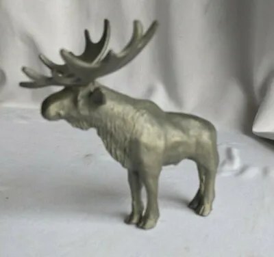 Pewter Moose Figurine. Detailed Animal With Large Antlers Head Up. 2 1/2 Tall • $25