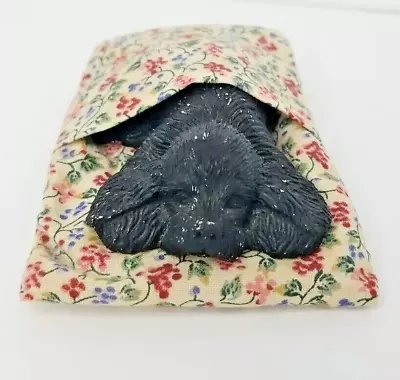 Vintage 1998 Sandicast Lil Snoozer Black Lab Retriever Dog Figurine Floral Bed • $12.99