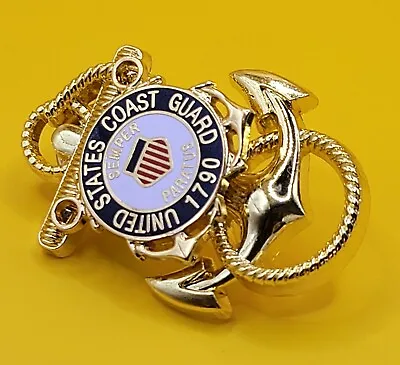 US Coast Guard Anchor SEMPER PARATUS Cap Hat Badge Screw Back USCG Custom Pin • $24.99