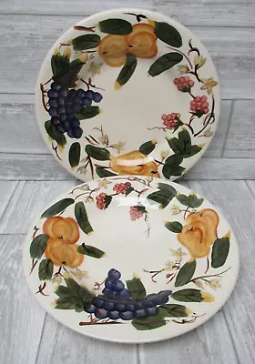 HD Designs Fruit Dinner Plates Grapes Pears Cherries Set Of 2 • $18.50