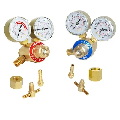 Solid Brass OXYGEN & ACETYLENE Regulators 4 Welding Fit Victor Gas Torch Cutting • $41.99