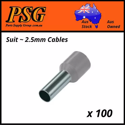 Cable Ferrules Loose Bags 2.5mm2 X 100 Pack Bootlace Pin Crimps Wire Sleeves • $9