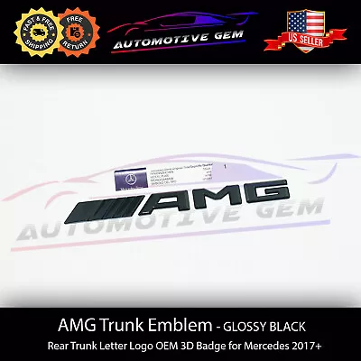 AMG Emblem GLOSS BLACK Rear Trunk Lid Badge Letter Logo OEM 3D Mercedes Benz • $16.49