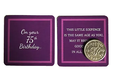 75th BIRTHDAY GIFT 1949 LUCKY SIXPENCE CELEBRATION BIRTH YEAR For Mum Dad Friend • £4.99