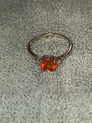 14k Mexican Fire Opal And Diamond Accent Ring 1.02cwt Size 9.75 • $349.99