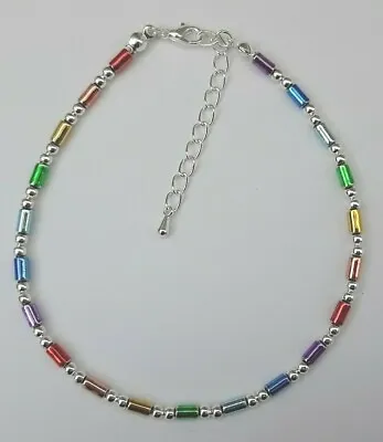 Rainbow Chakra Hematite Ankle Bracelet Anklet Multicoloured 9.5  + Ext 176 • £4.25