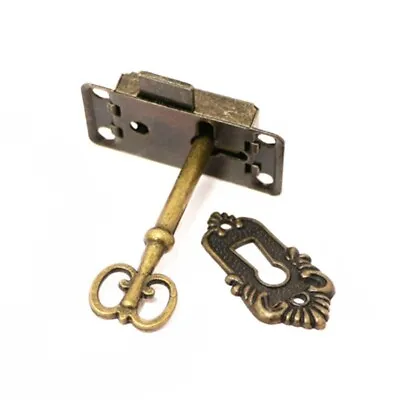 Antique Door Lock Drawer Jewelry Box Cabinet Wardrobe Cupboard Door Lock Set • £4.40