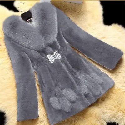 Womens Faux Fur Collar Parka Outwear Slim Fit Korean Fashion Thicken Winter Coat • $98.97