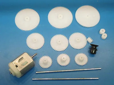 3 Volt 13100 Rpm DC Motor Kit PULLEY SHAFTS WORM & MINATURE GEARS ROBOT • £5.49