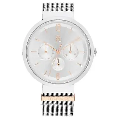 Tommy Hilfiger Silver Steel Mesh Silver White Dial Women's Watch - 1782537 • $224