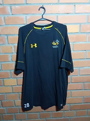 London Wasps Training Jersey Rugby Shirt Black Under Armour Mens Size XL • £24