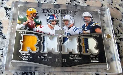 AARON RODGERS PEYTON ELI MANNING Rivers 2009 Exquisite SP Quad Jersey Patch 7/20 • $999.99