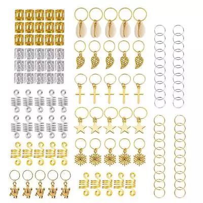 Nuoshen 120 Pieces Hair Cuffs And Braid Rings Metal Hair Charms Hair Braiding • £7.98