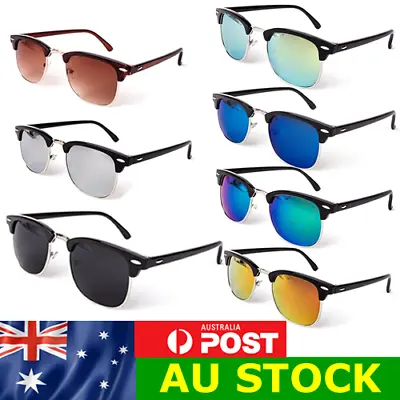 Vintage Clubmaster Style Retro Sunglasses 7 Colours 60s 70s 80s Classic Sunnies • $12.95