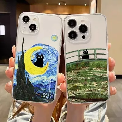 Retro Van-Gogh Cat Phone Case For IPhone 15 14 13 12 11 Pro Max XR X 8 7 Soft • $2.99