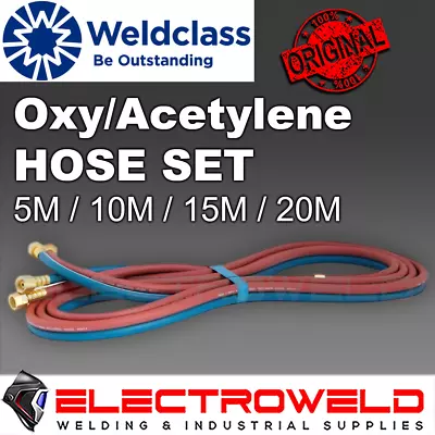 WELDCLASS Oxygen Acetylene Twin Gas Hose Welding Oxy Acet 5m 10m 15m 20 Blue Red • $61.70