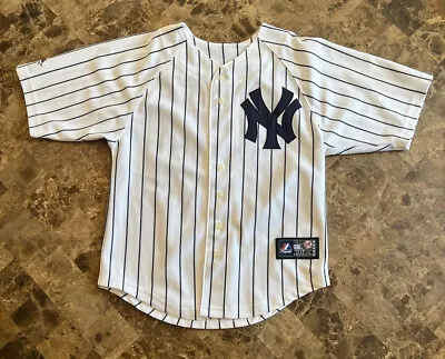 New York Yankees Mark Teixeira Jersey Youth Size 10/12 Majestic Pinstipe • $21.14