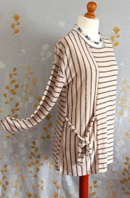 £10 • Buy PAPAYA Super Soft Linen Feel Tunic  Tie Detail. UK 14. Warm Beige/black.