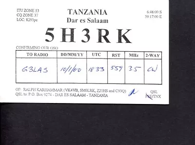 £2.79 • Buy 1 X QSL Card Radio Tanzania 5H3RK Dar Es Salaam 2000 ≠ R905