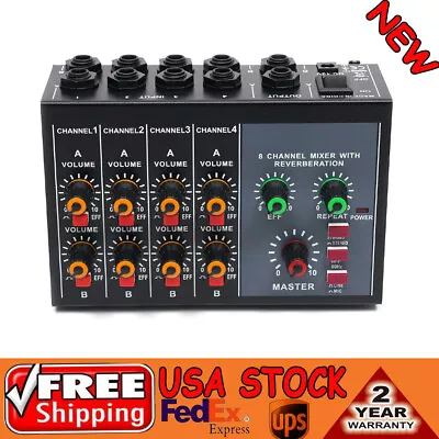 8 Channel Professional Audio Mixer Sound Microphone Mono Stereo Audio Mixer  • $28.50