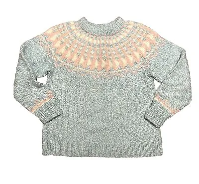 Vintage Mary Maxim Sweater Wool Fair Isle Nordic Ski  Women's L XL* Hand Knitted • $61.50