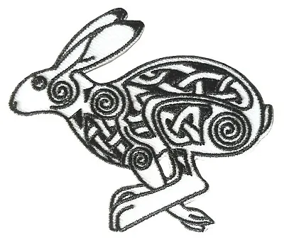 Running Hare Rabbit Pagan Celtic Mythological Wiccan Embroidered Iron On Patch • £3.75