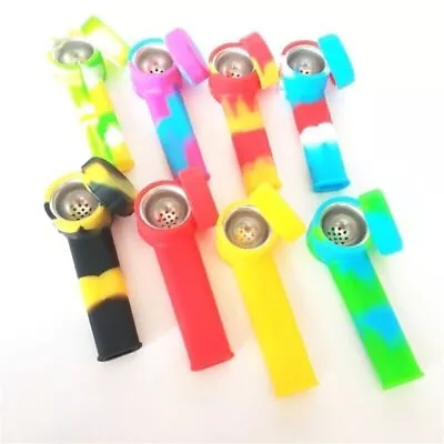 10pcs 4'' Mini Pocket Pipe Silicone Smoking Pipe With Metal Bowl And Cap 2024 • $21.98