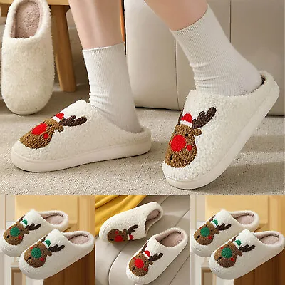 Mens Couple Cotton Slippers Home Lightweight Warm Slippers Christmas Animal • $15.49