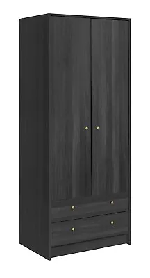 Malibu 2 Door 2 Drawer Wardrobe - Black Brown • £114.99