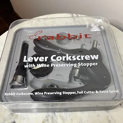 Metrokane Rabbit Corkscrew Black Wine Bottle Opener With Foil Cutter In Case -N • $23.99