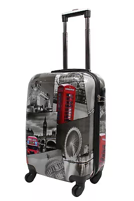 Lightweight Cabin 4 Wheel Spinner London Landmarks Printed Suitcases Luggage • £34.95