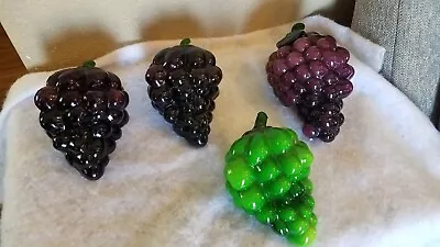 4 Vntg Murano Style Hand Blown? Glass Grapes 6-7  Purple/Green Unbranded  • $55