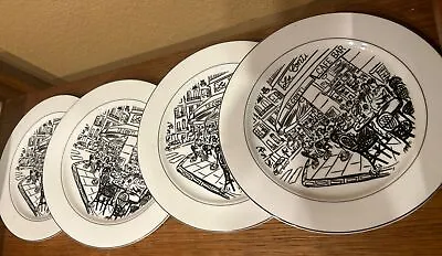 4 Mikasa Ultima Parisian Scenes Dinner Plates 10 3/4 Mint • $45.99