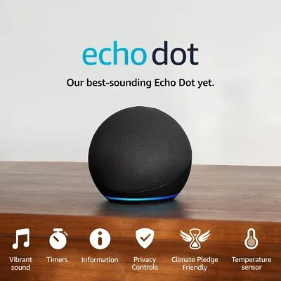Amazon Echo Dot 5th Generation Smart Speaker With Alexa Charcoal Black (New) • £52.95