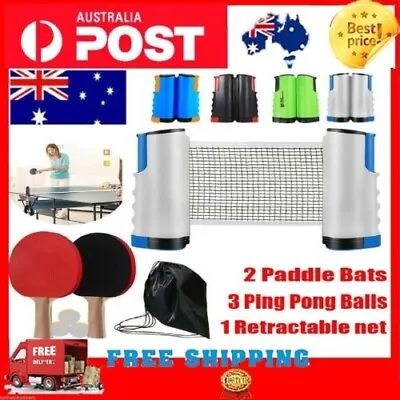 $18.99 • Buy Instant Table Tennis Kit Ping Pong Set Retractable Net Rack + 2 Bats + 3 Balls