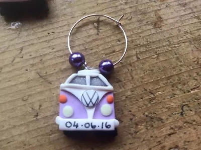 Wine Glass Charm Campervan Camper Van Personalised Bus Bug Combi Wedding Favour • £1.99