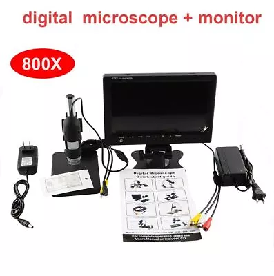 Digital Microscope 7 Inch Monitor Electronic Video Magnifier 800X HD 3.6 MP AV • $152.94