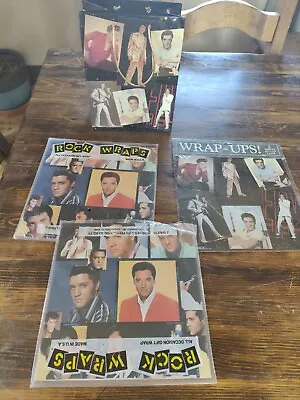 Rock Wraps Vtg Elvis Presley Gift Wrap Wrapping Paper And A Gift Bag • $18