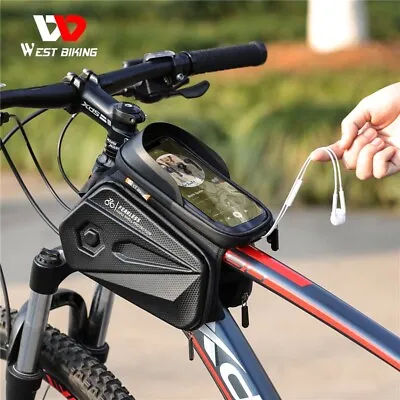 WEST BIKING Bicycle Front Frame Bag Waterproof Touch Screen Phone Case Bike Bag • £17.08