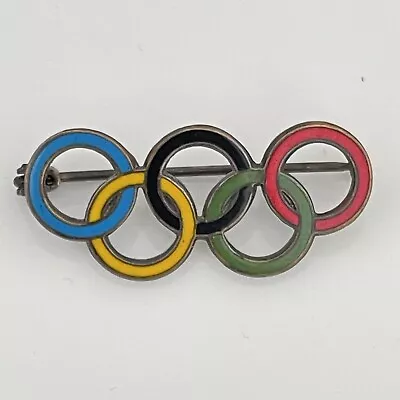 1936 BERLIN GERMANY OLYMPIC PIN BADGE OLYMPIC RINGS COLORFUL ENAMEL From AUSTRIA • $39