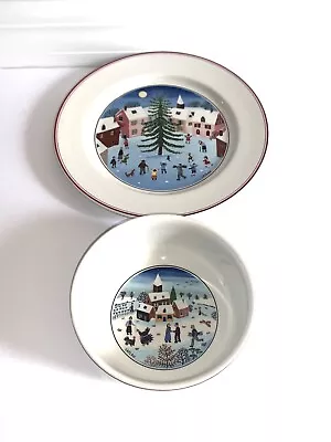 Villeroy Boch Naif Christmas Salad Plate And Cereal Soup Bowl New • $18