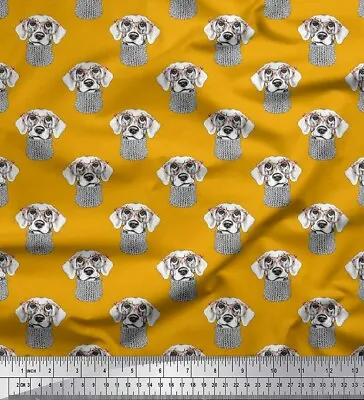 Soimoi Cotton Poplin Fabric Specs & Dachshund Face Dog Printed Craft-idV • $9