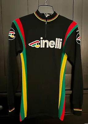 Rare Cinelli Vintage 1980's Wool Blend Long Sleeve Cycling Jersey Size S - Italy • $125