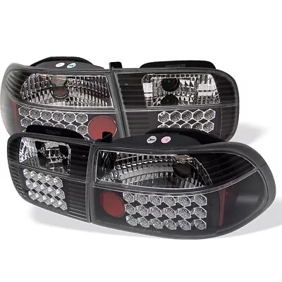 Fit Honda 92-95 Civic 3dr Black LED Rear Tail Brake Lights DX CX VX Hatchback • $157.36