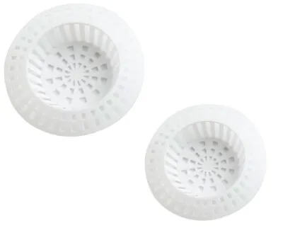 2 X Plastic Sink Bath Plug Hole Strainer Drainer Basin Hair Trap Cover • £2.69