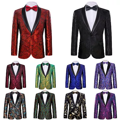 Men's Paisley Suit Jacket Blazer Stylish One Button Slim Fit Floral Tuxedo Party • $59.99