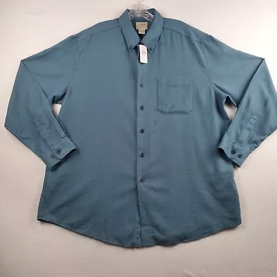 L.L.Bean Shirt Men's XL Blue Houndstooth Traditional Fit Button-Down Chamois • $29.99